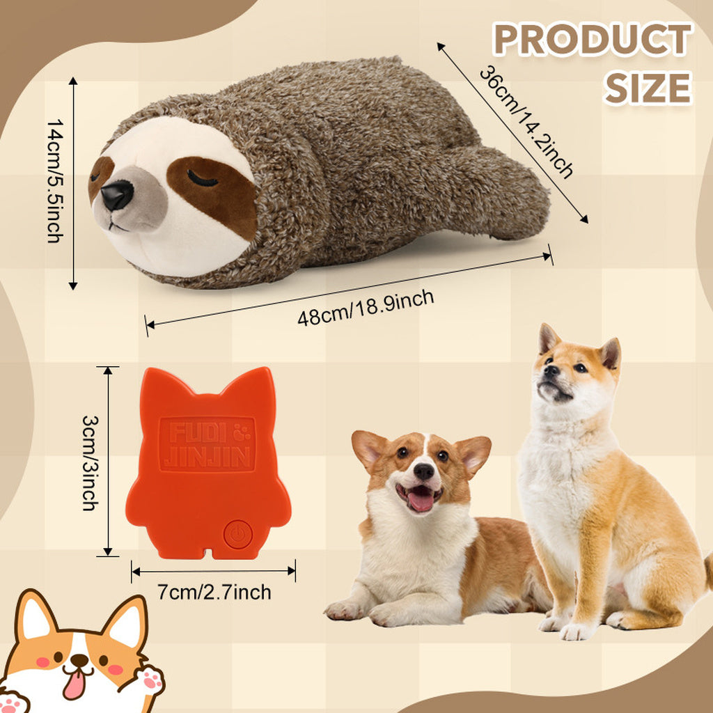 Heartbeat Sloth Anxiety Relief Plush Toy for Dogs — size and specification view