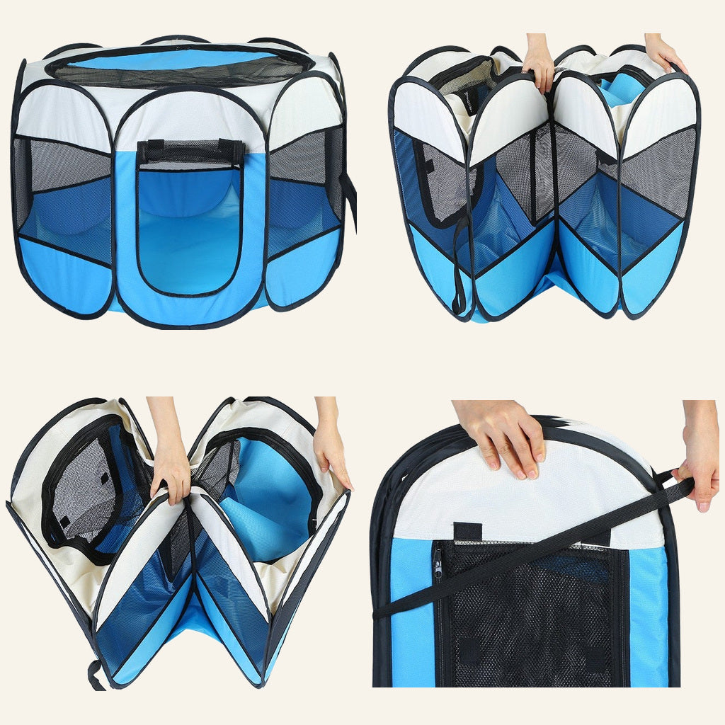Portable Foldable Octagonal Pet Playpen & Tent — size and specification view