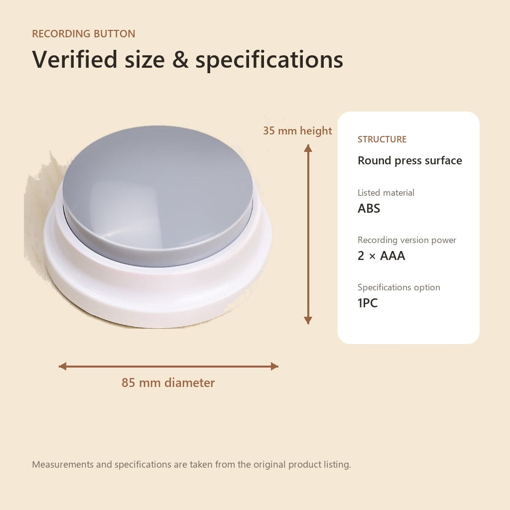 Recordable Pet Talking Buttons for Dog Communication — size and specification view