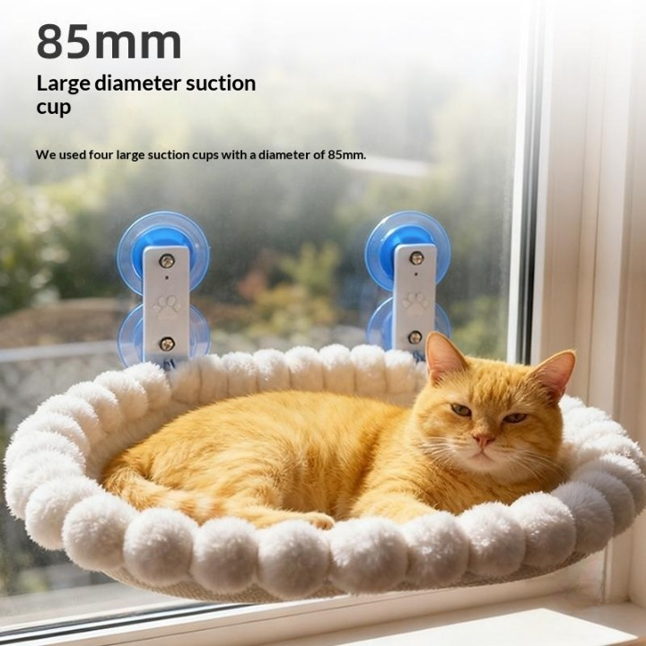 宠物Cottie折叠毛绒猫咪窗户吊床，耐用吸盘猫家具，适合猫咪休息和观察窗外风景