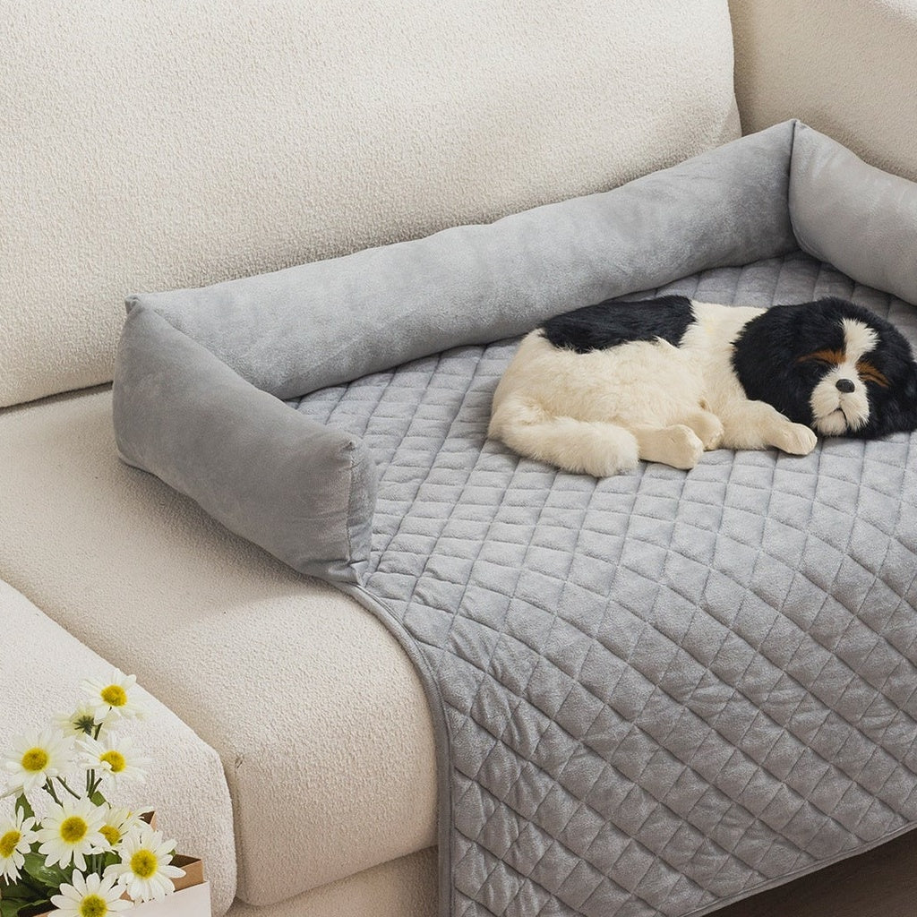 Plush Bolster Waterproof Pet Furniture Protector Bed — material detail