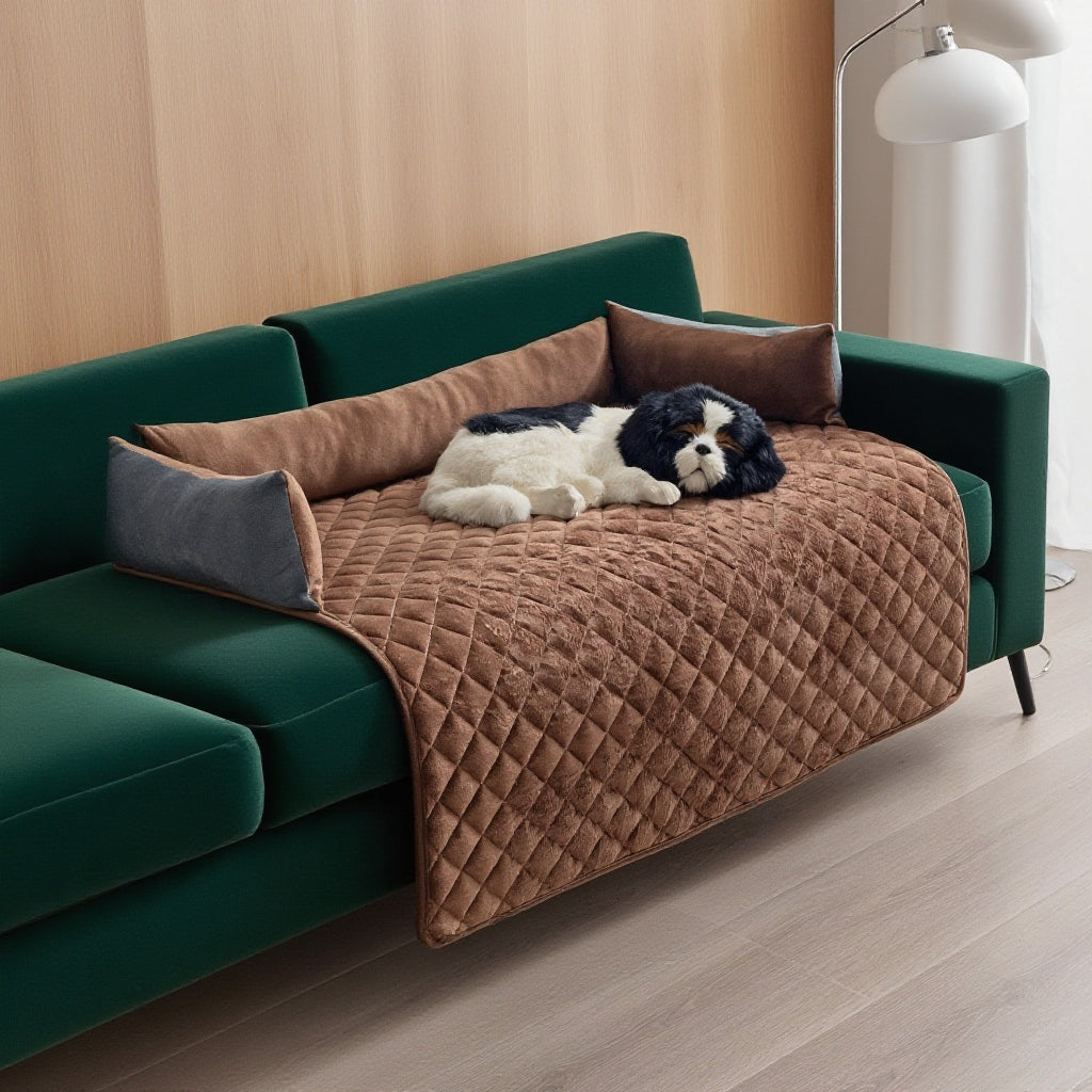 Plush Bolster Waterproof Pet Furniture Protector Bed — size and specification view