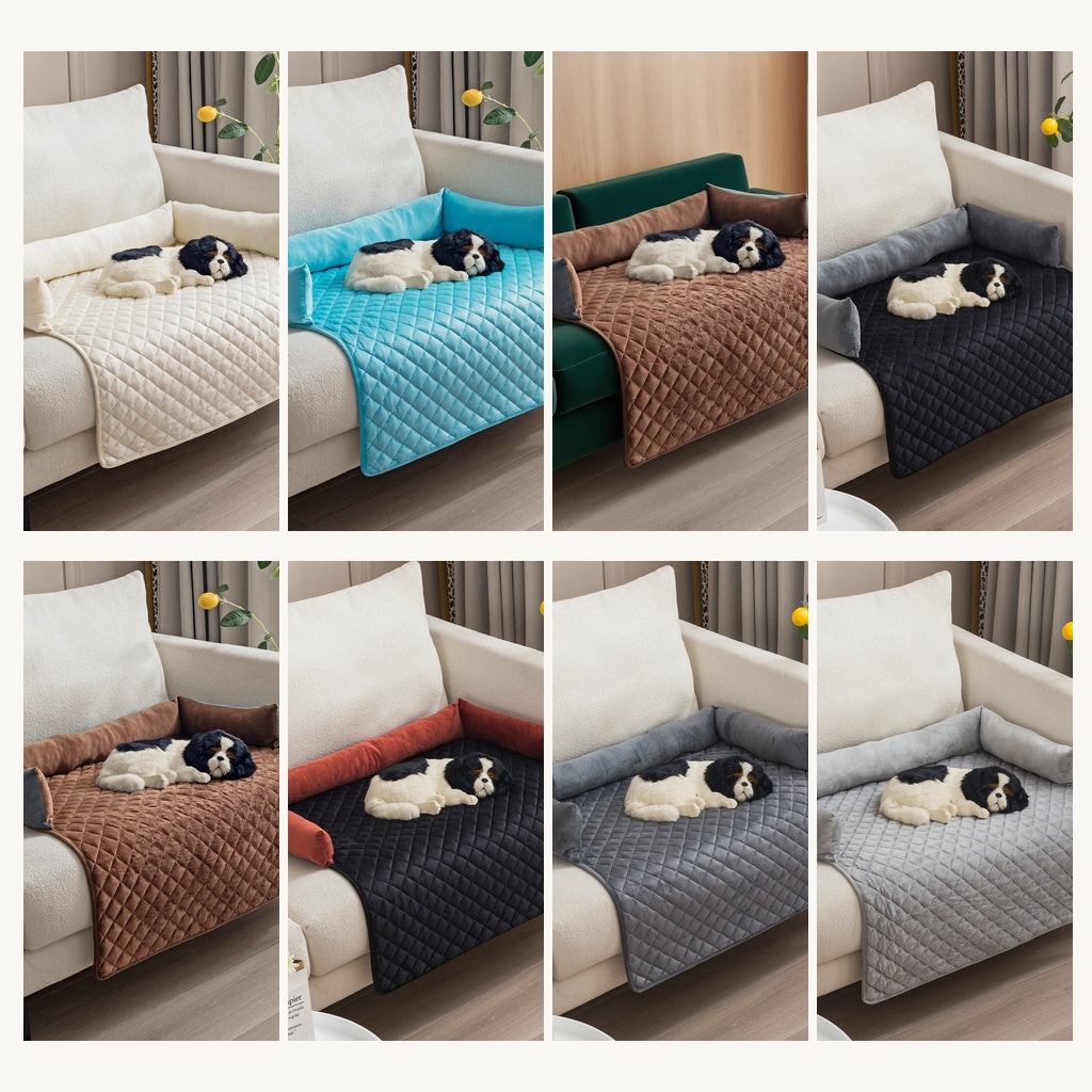 Plush Bolster Waterproof Pet Furniture Protector Bed — color and product view